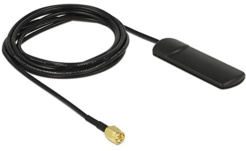 DELOCK GSM UMTS LTE WLAN 2,4 GHz Antenne SMA Stecker 2 dBi omnidirektional Klebemontage