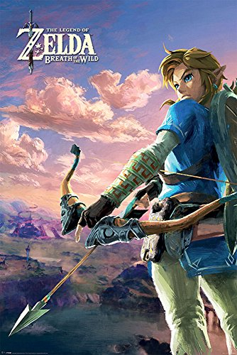 The Legend of Zelda - Breath of the Wild - Hyrule Scene Landscape - Videospiel Poster Plakat Druck - Größe 61x91,5 cm + 1 Ü-Poster der Grösse 61x91,5cm