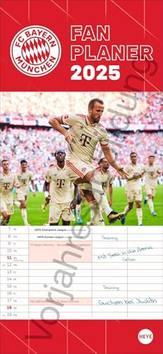 FC Bayern München Fanplaner 2026: Wandkalender für Fans von Bayern München. Planer 2026 mit drei Spalten. Kalender 2026 zum Eintragen von Terminen. 16 x 34,7 cm. (Bundesliga Kalender Heye)