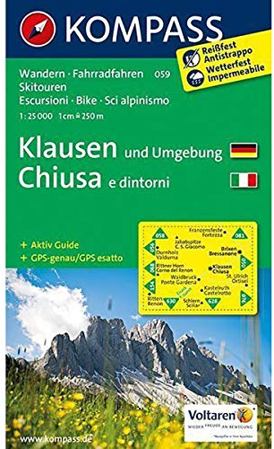 KOMPASS Wanderkarte Klausen und Umgebung - Chiusa e dintorni: Wanderkarte mit Aktiv Guide, Radrouten und alpinen Skirouten. GPS-genau. Dt. /Ital. 1:25000