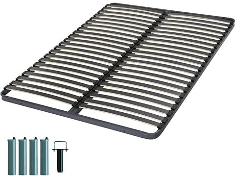 EBAC Literie Sommier à Lattes + Pieds 140x190 Artemis - 42 Lattes Bois - Fabrication française