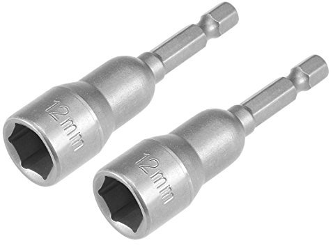 Sourcingmap 2 Pcs 1/4 Quick-Change Hex Shank 12mm Magnetic Nut Setter Driver Drill Bit, 65mm Length, Metric