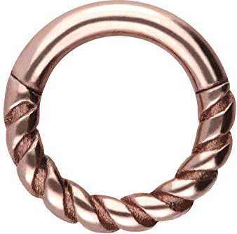 PIERCINGLINE Chirurgenstahl Segmentring Clicker GEDREHT Piercing Septum Tragus Helix Roségoldfarben 6 mm