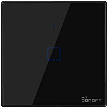SONOFF Smart Light Switch, WiFi Smart Touch Switch Smart Wall Light Switch Works with Alexa and Google Home, APP Remote Control & 433MHz RF Control, Neutral Wire Required, Black, 1 Gang, T3UK1C