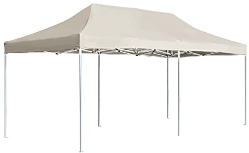 vidaXL Gazebo Pieghevole Classico Elegante Impermeabile Tenda Party Eventi Tendone da Giardino in Lega Alluminio Tessuto Oxfort PVC 6x3 m Crema