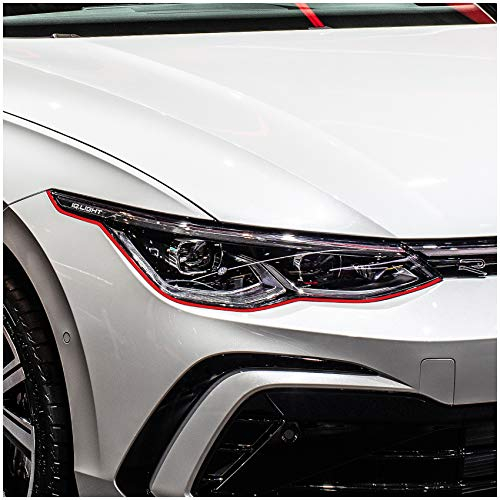Devil Eye® Scheinwerferfolie rot Zierstreifen Dekor Dekorleiste Folie Flexibel für Scheinwerfer Kfz Auto Zubehör Selbstklebend KX004 (Kompatibel mit VW Golf VIII ab 2019)