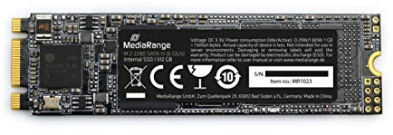 MediaRange Interne SSD Festplatte 512GB - Solid State mit M.2 Schnittstelle SATA Rev. 3.1 und 3D-NAND-Technologie, ideal als internes SSD-Laufwerk zum Aufrüsten von Computern und Notebooks
