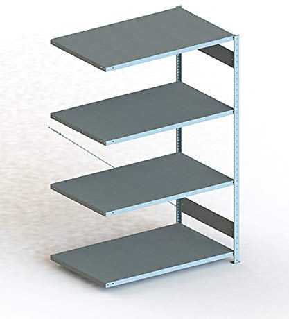 Meta Anbauregal - Zum Ausbau eines Lagerregales - 4 Böden - Farbe Silber - 200 x 130 cm - 80 cm