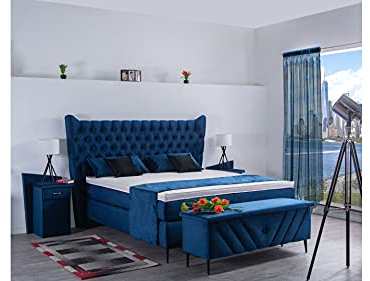 AUKONA Boxspringbett Queen 200x200cm, Farbe wählen und ändern, 7 Zonen Taschenfederkern-Matratze, H2 H3 H4, Komfortschaum-Topper, Lieferung und Aufbau kostenlos
