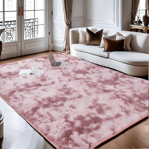 Marchio Subeen Tappeto Moderno Camera da Letto Morbido Soggiorno Decorazione Pelliccia Soggiorno Soffice Antiscivolo Tappeto Moderno in Peluche (Rosa Profondo 120x160 cm)