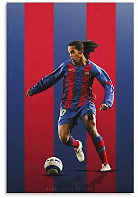 GNKIO Sports Athletes Poster Football Soccer Player Ronaldinho 4 Leinwand Kunst Poster und Wand Kunst Bild Druck Moderne Familie Schlafzimmer Dekor Poster 12x18inch(30x45cm)
