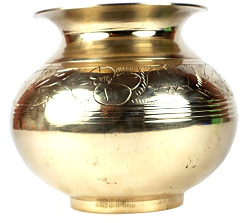 ASHIRWAD Ottone Lota Gadvi Kalash per Puja Brocca Arti Pot Matki (1 L)