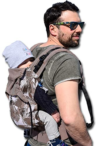 Agilo Baby Monkey Marsupio ergonomico, porta bebe, zaino porta bambino - Marrone, Standard (4-18 mesi)