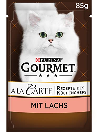 Gourmet A la Carte Katzenfutter nass, mit Lachs und Gemüse, 26er Pack (26 x 85g)