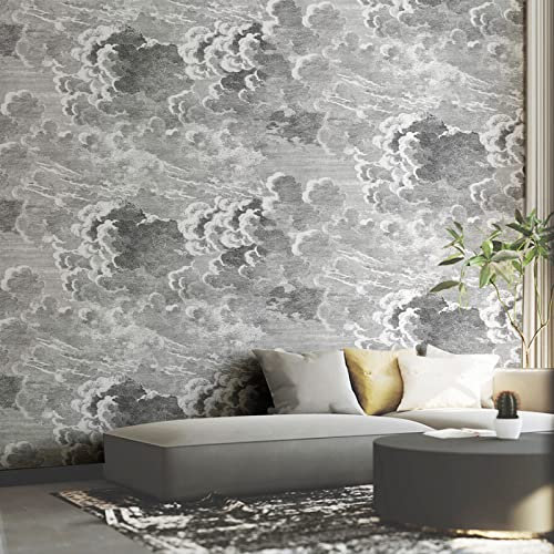 Fototapete 3D Effekt 200cm x 140cm (Breite x Höhe) Nordische minimalistische schwarz-weiße Wolke Sofa TV Hintergrundwand Wohnzimmer Schlafzimmer Tapete kann wasserdicht sein