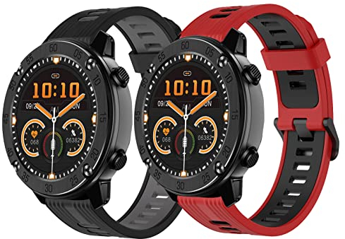 Armband Kompatibel für Blackview X5/X1/W20/W30/W50/W60 Ersatzarmband, Ersatzband Silikon armbänder für IOWODO R8 Pro/X5/W13/W60 Zubehör (schwarz+rot)