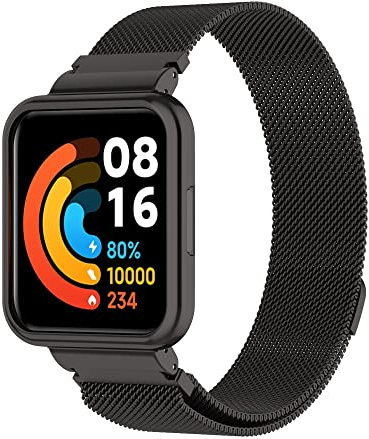 Metall Armband für Xiaomi Mi Watch Lite 2 / Redmi Watch Lite 2 Edelstahl Mesh Solo Loop für Damen/Herren Magnet Bunt Gewebte Ersatzarmband Mesh Armbänder Kompatibel mit Xiaomi Redmi Watch Lite 2