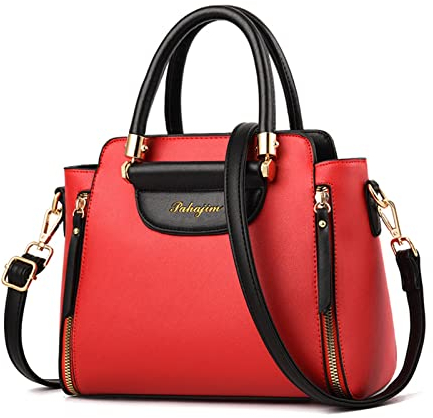 NICOLE & DORIS Sac à Main Femme Élégant - Petit Sac à Bandoulière et Épaule en PU Cuir - Multicolore Crossbody Classique à Poignée Supérieure Rouge