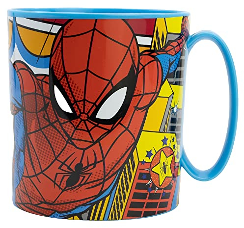 Taza infantil de plástico reutilizable para microondas de 390 ML de Spider-man
