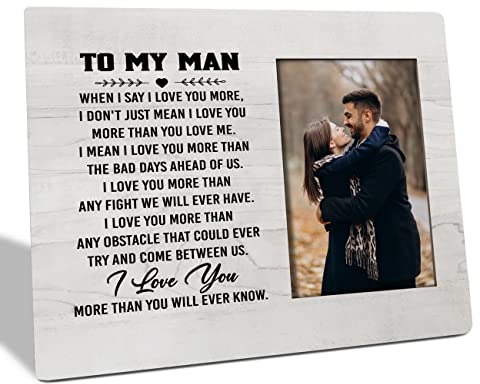 HALUOSI Ehemann Geschenk Form Ehefrau Romantische Valentinstag Hochzeit Geschenke für Ehemann Bilderrahmen Geschenke I Love You More Than You Love Me