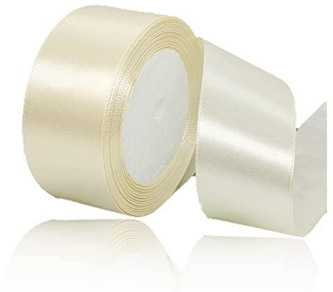Geschenkband Creme 40mm Breit, 23 Meters Satinband Beige Geschenkbänder Stoff Schleifenband Dekoband zum Geschenkverpackung, Bastelarbeiten, Geburtstag und Hochzeitsdekoration