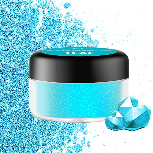 Essbarer Glitzer - 10g Essbarer Glitzerpulver Schimmer Glitzerstaub für Getränke, Kuchen, Lebensmittel - Metallisch Glitzerpuder Lebensmittelfarbe Pulver zum Cocktails, Wein, Fondant, Keksen (Teal)