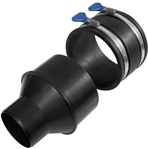 Peachtree Woodworking Supply 4 inch to 2-1/2 inch Reducer with 4 inch Flexible Cuff Rubber Coupler Fitting and Stainless Steel Hose Clamps with Turn Key Thumb Screw to Tighten & Loosen