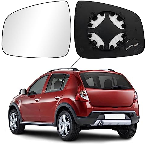 Spiegelglas Heizbar Kompatibel mit Dacia Sandero 08-13 / Duster 14-17 / Logan 08-13 Spiegelglas Außenspiegel Glas (Links)