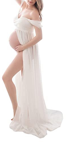 Vestido de maternidad negro con botones Proveedor Vestido de maternidad Vestido de maternidad Mujer Malla Sin Mangas Retraso Sesión de Fotos Vestido Embarazada Foto, A blanco., M