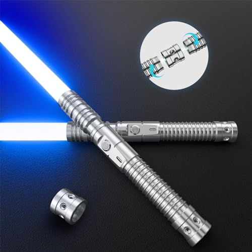 Laserschwert für Kinder und Erwachsene 2-in-1 RGB 17 Farbe USB wiederaufladbares schwarzes Metallgriff Schwert, Lichtschwert 2er passend für Halloween Weihnachten Cosplay