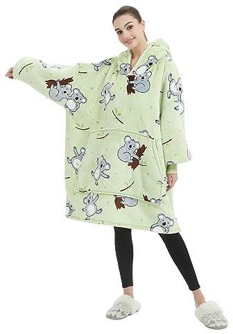 Sacebeleu Decke Hoodie Sweatshirt | Flauschige Sherpa TV-Decke mit Ärmeln | Oversized Kapuzen Pullover Kuscheldecke mit Känguru Tasche | Flanell Fleecedecke | Einheitsgröße für Damen,Herren