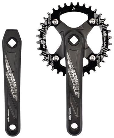 HIMALO Mountainbike Vierkant-Kurbelgarnitur 170mm/175mm MTB-Kurbelgarnitur 64/104BCD 32T/34T/36T/38T/40T/42T Einfach Rundes Kettenblatt Kurbelgarnitur Für 10/11 Gang (Color : Black 170mm, Size : 40T)