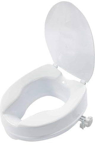 KMQRDZi Rehausseur de toilettes - Convient pour les femmes enceintes âgées handicapées - Robuste et durable - Avec couvercle (10 cm)