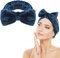 Spa Bowknot Stirnband Damen Spa Haarband Kosmetik, Coral Fleece Makeup Haarbänder Elastic, Cosmetic Stirnband Breitkrempe Korallenvlies Waschen Gesicht Kopfwickel für Dusche Hautpflege Sport(Blau)