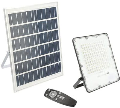 GTV - Solar-LED-Strahler BRAVOS | Solarlampen für Außen | Solar Strahler IP65 Wasserdichte |200W, 2000lm, 6400K, IP65, 120°, Solarpanel, Fernbedienung, Schwarz