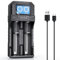 Dlyfull 18650 Battery Charger for 3.7V Li-ion Rechargeable Battery LCD Display with Type-C 5V/2A Fast Charging 26650 10440 16340(RCR123) 17335 17500 21700 22650 10340 Lithium Batteries