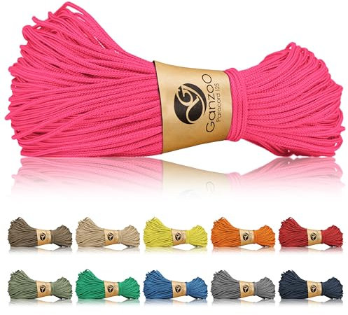 Ganzoo Paracord 125 Seil 1mm Takel-Schnur, Nylon & Polyester, Allzweckseil für Armband, Hundehalsband, Hundeleine & Knüpfen, Takeln, Camping & Survival, Magenta