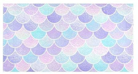 Mnsruu Badematte, Fisch-Meerjungfrauen-Schuppen-Motiv, weicher Plüsch, saugfähig, zottelig, rutschfest, waschbar, für Küche, Schlafzimmer, 99 x 50 cm