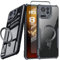 Guizzcg per ASUS ROG Phone 8 Pro Custodia Con Supporto ad Anello [Compatibile con MagSafe] TPU Paraurti + Acrilico Retro, Resistente alle Cadute Protettiva[1 Pezzo di Vetro Protettivo],Supporto Nero
