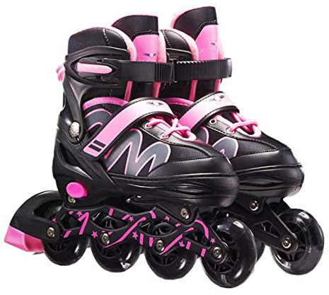 Erwachsene Fitness Inline Skate, Männer und Frauen Verstellbare Inline Skates Erwachsene Fitness Skates Rollschuhe Jungen Mädchen Anfänger, Inline Rollerskates Outdoor (Rosa L)