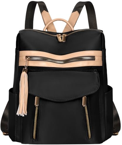 Leathario Rucksack Damen,Cityrucksack Modern,Elegenter Rucksack Wasserdicht,Rucksacktasche 2in1,Tagesrucksack Frauen,Women's Fashion Backpacks Taschenrucksack zur Arbeit Schule Reise,Schwarz