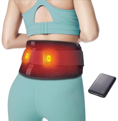 Massage Wärmegürtel gegen Rückenschmerzen mit 5000 mAh Akku, 138 cm Gurt verstellbare Gurte Rückenmassagegerät elektrischer Heizgürtel mit 4 Modi, 3 Intensitäten,mit Timer