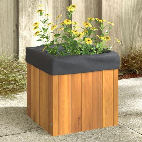 qohoio Jardinière 25x25x25 cm Bois Massif d'acacia Jardiniere sur Pieds,Bac avec Treillis,Jardiniere Terrasse