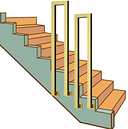 Handlauf für Treppenstufen, Goldener Handlauf mit Komplettset, Treppengeländer-Handgeländer für den Außenbereich von Loft-Villa-Garten, Haltegriffe für den Außenbereich (Größe: 35 cm (1,1 Fu