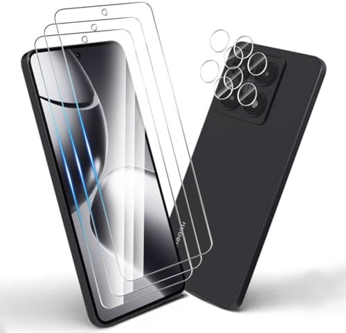 Yiunssy Protector de Pantalla para Xiaomi 14T Templado y Xiaomi 14T Protector de Lente de Cámara [3+2 Piezas] Antihuellas, 9H Dureza, HD Vidrio Templado para Xiaomi 14T Cristal Templado