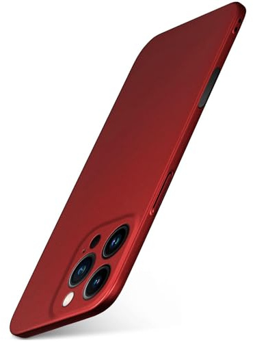 moex für iPhone 16 Pro Max Hülle Ultra Dünn, Schutzhülle mit erhöhtem Kameraschutz, Slim Cover Hardcase Backcover, Dünnste Handyhülle Minimalistisch Alpha Case, Matt Rot