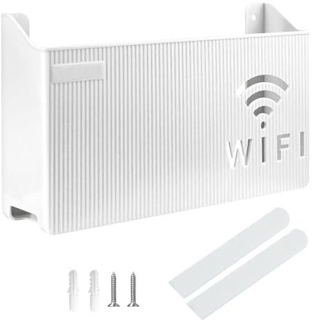 1 Piece Router Storage Box, Equipped with Adhesive and Screws, Wall-Mounted Storage Box, Interior Decoration Storage Rack, Living Room Wall-Mounted Storage Rack