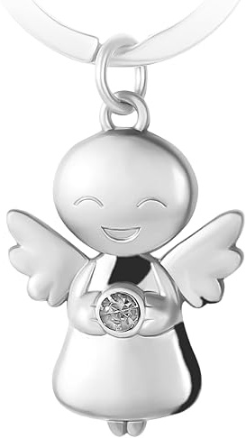 GERNEO® Porte-clés ange gardien Claire - Porte-bonheur avec pierre brillante protectrice en or, or rose ou argent, argenté