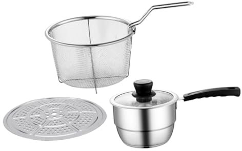 PAMINGONO Edelstahl Kochtopf Mit Sieb Und Frittierkorb Multifunktions-dampfgarer Für Induktionsherd Und Gasherd Schnelle Wärmeleitung Und Energiesparend