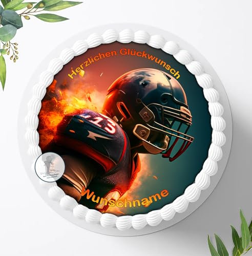 Tortenbild, Zuckerbild Personalisiert mit Wunschnamen zum Geburtstag, NFL Football, Essbares Foto für Torten, Tortenbild zum Geburtstag, Tortenaufleger Ø 20cm - 1944z